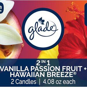 1-Wick Scented Candle Jar, 2in1 Hawaiian Breeze & Vanilla Passion Fruit, Air Fre